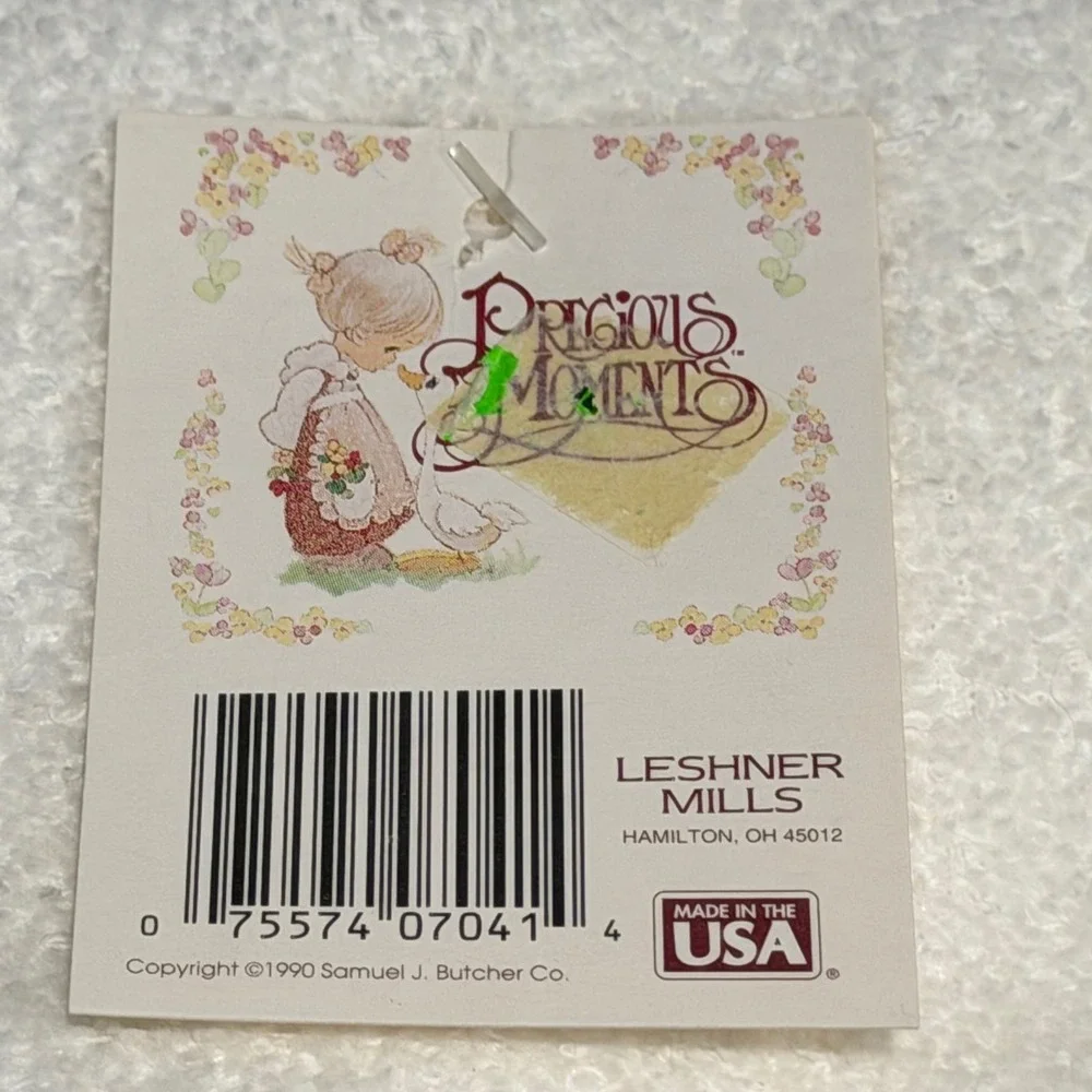 Vtg Precious Moments Hand Towels Set of 2 Leshner Mills White Fringe USA 1990